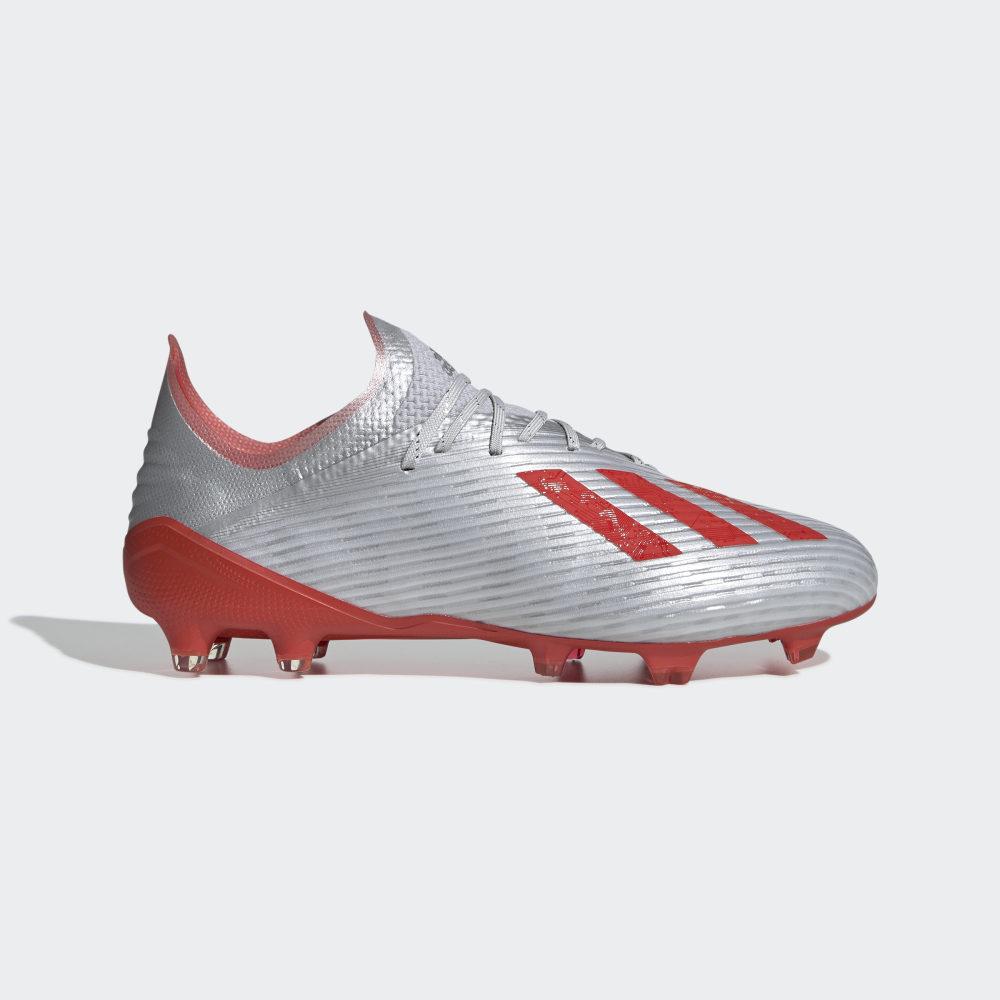 Ghete Fotbal Adidas X 19.1 Firm Ground Dama Romania - Argintii Metal/Rosii/Albi F35315